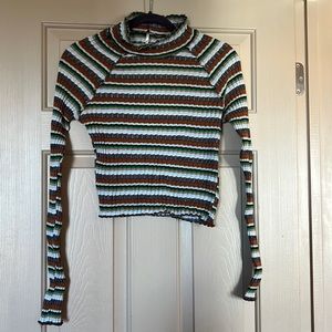 Free People multicolor turtleneck crop sweater Medium
